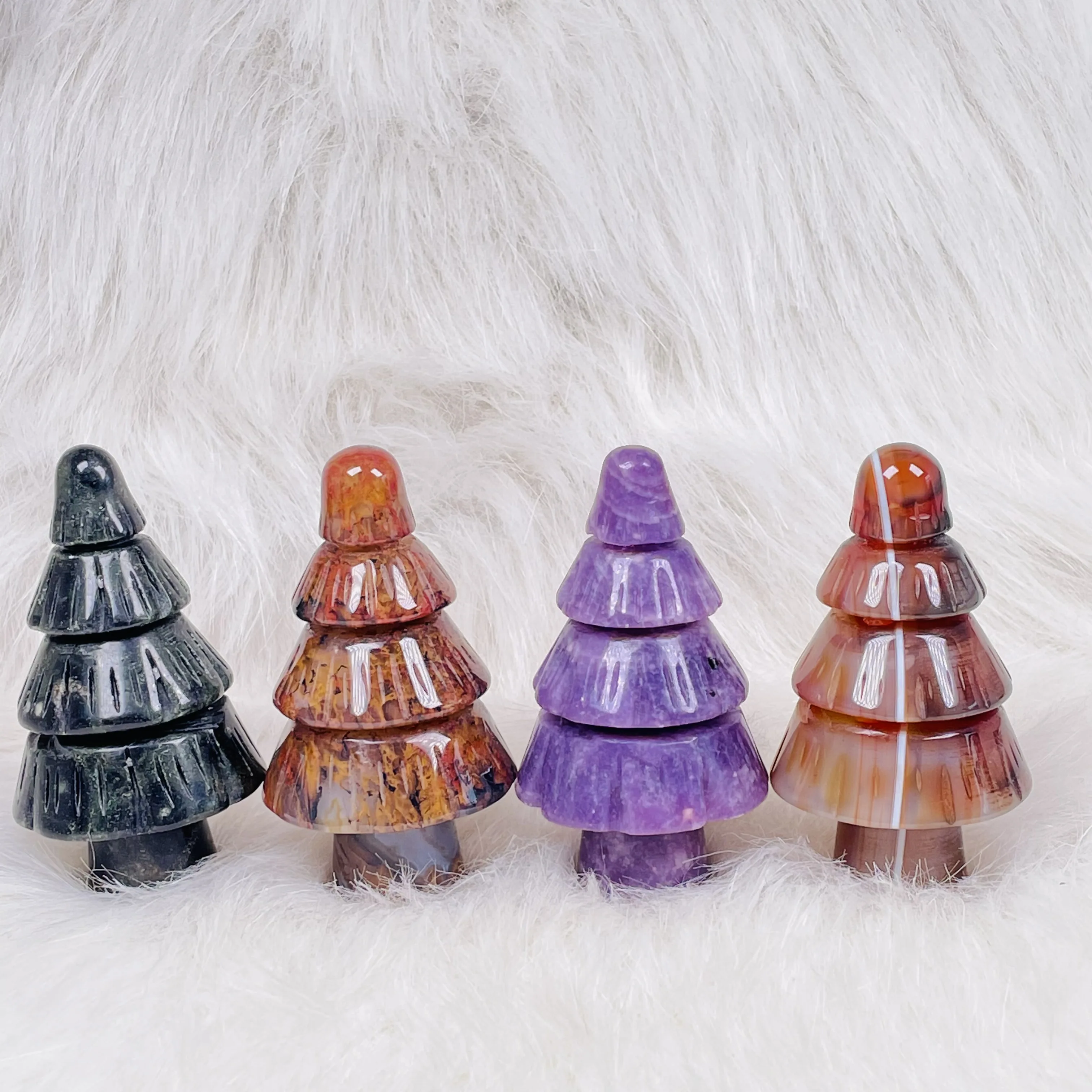 

Natural Crystal Hand Carved Christmas Tree For Halloween &Home Decor