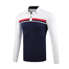 Мужские дышащие рубашки для гольфа, мужская полосатая футболка с длинным рукавом, мужские спортивные топы для улицы, одежда для гольфа с воротником-стойкой, D0835