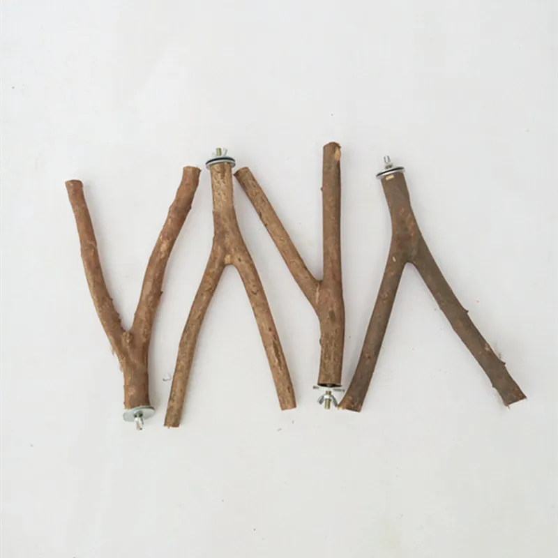 

2019 New Arrivials 1Pc 15cm Pet Parrot Raw Wood Fork Tree Branch Stand Rack Toy Hamster Branch Perches for Bird Cage