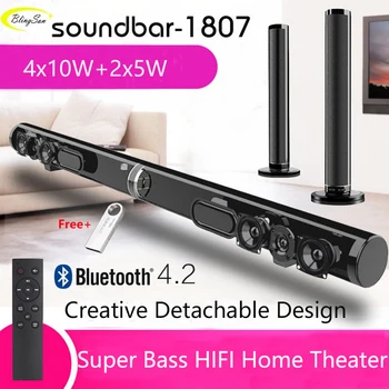 

Luxury Wireless Bluetooth Soundbar 3D Surround Stereo Speakers Hifi Home Theater TV Detachable Sound Bar Support RCA AUX HDMI