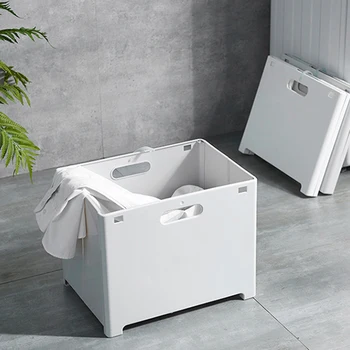 

Suction Cup Hanging Hamper Dirty Clothes Storage Basket Plastic Large Folding Laundry Basket Laundry Organizer Free Punch