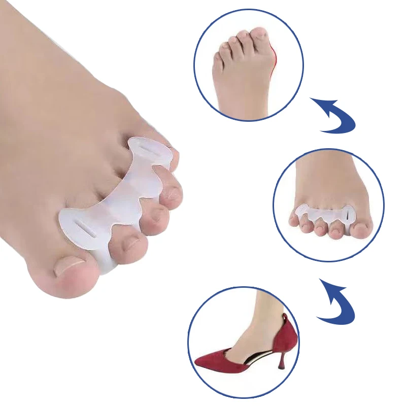 

1 Pair Three Hole Silicone Hallux Valgus Corrector Toe Finger Separator Bunion Overlapping Hammer Toe Orthopedic Foot Care Tool