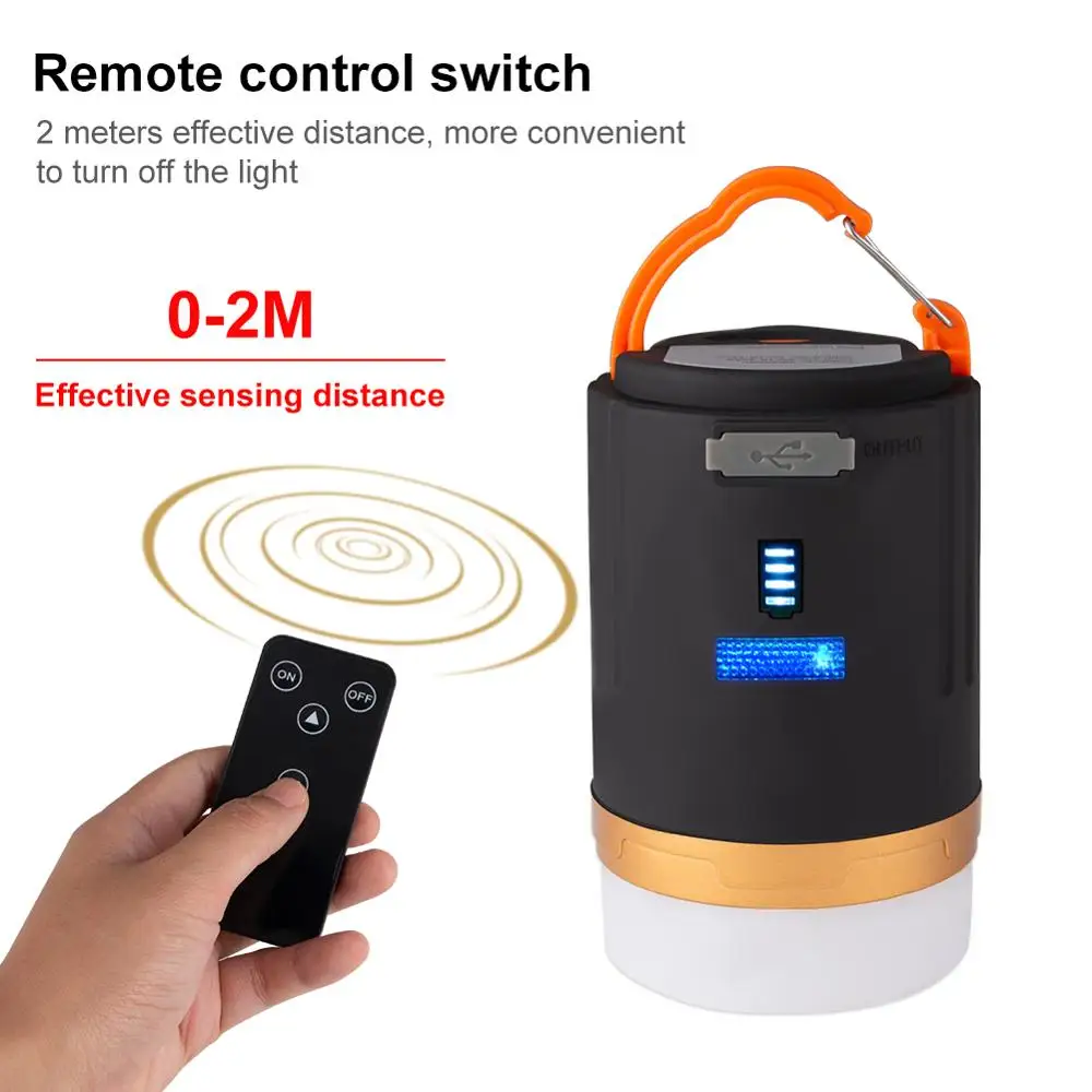 Camping Light Waterproof IPX6 Tent Lamp Portable Lantern LED Night Light Remote Control Working Built-in Recharge Battery