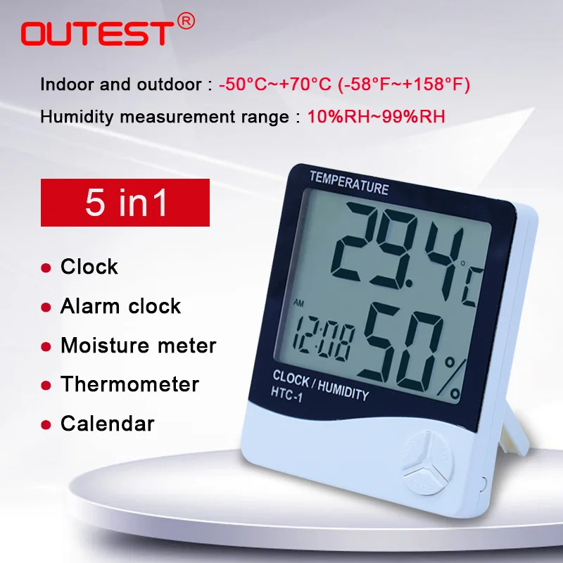 12V Temp/érature Voiture LCD Num/érique Int/érieur Ext/érieur Thermom/ètre Moniteur R/éveil Horloge