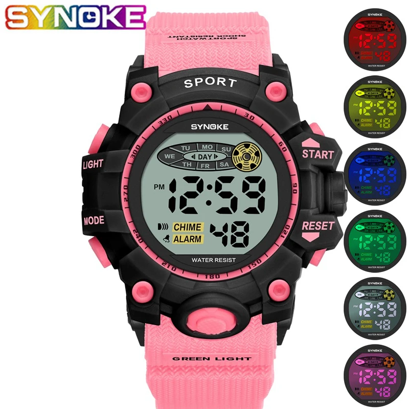 

SYNOKE Kids Digital Watch Sports Large Dial Colorful Luminous Casual Alarm Clocks Stop Watch Children Wrist Watch for Students