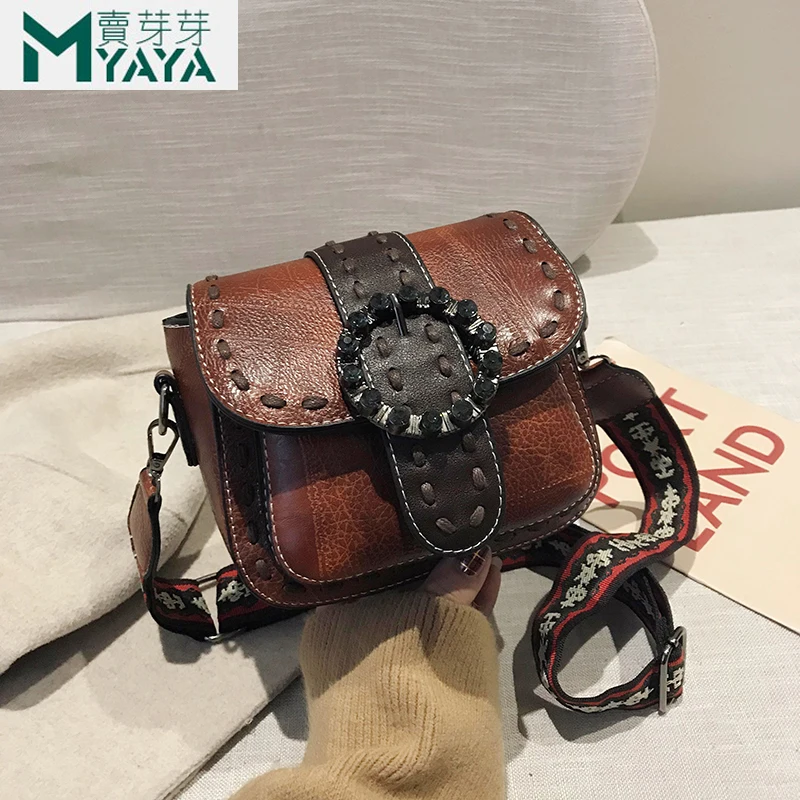 Женская кожаная сумка на молнии MAIYAYA маленькая через плечо с клапаном Весенняя