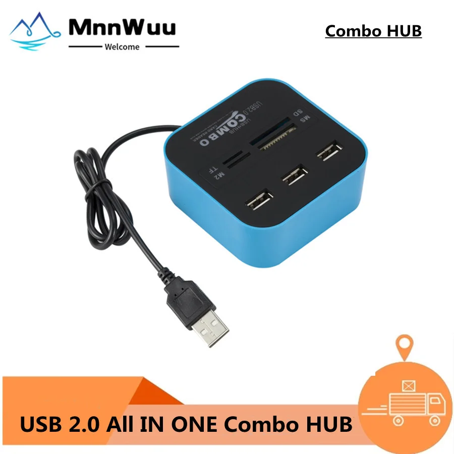 

High Speed USB Hub 2.0 3 Port With Card Reader Mini Hub USB Combo All In One USB Splitter Adapter For PC Laptop Computer