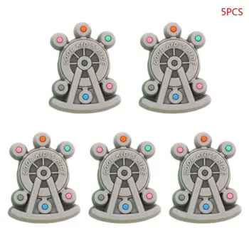 

5 Pcs Food Grade Silicone Bead Cartoon Baby Teether DIY Pacifier Chain Accessory