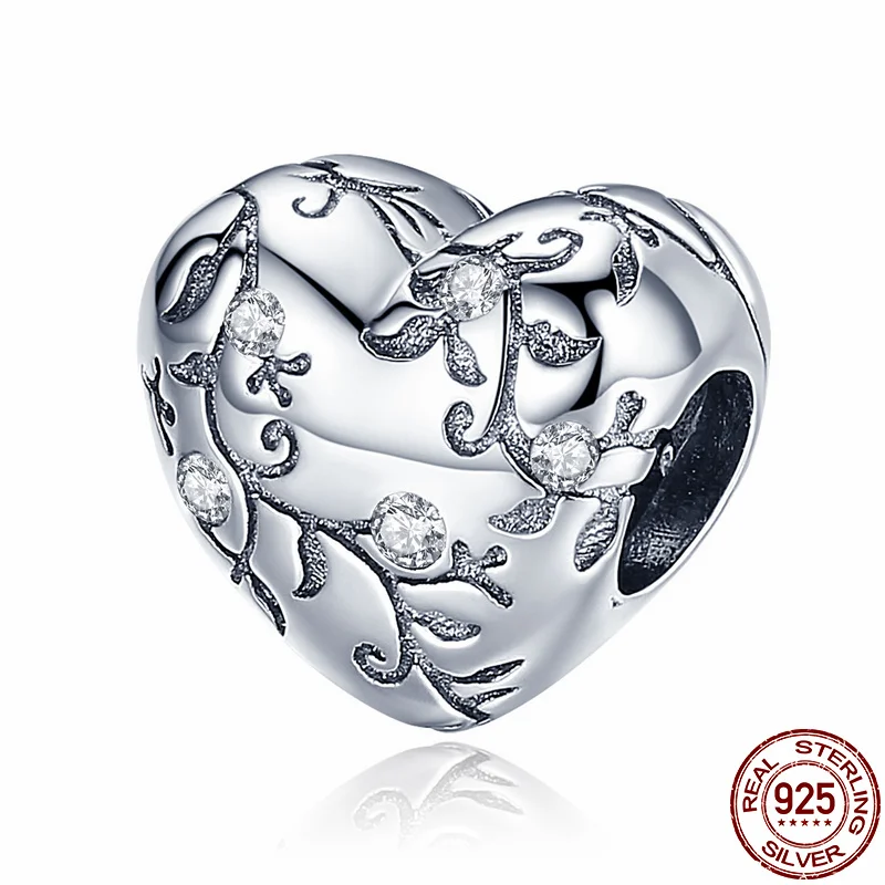 Qikaola European Patterns Heart Beads Charm Silver 925 Original Pastoral Style Retro Flower Charms Jewelry DIY 2019 New C1323 |