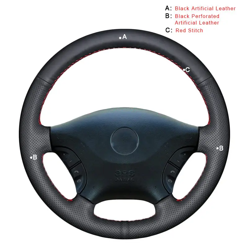 Автомобильная Оплетка на руль для Mercedes Benz W639 Viano 2006-2011 Vito 2010- Volkswagen VW Crafter автомобильные чехлы - Название цвета: Artificial Leather