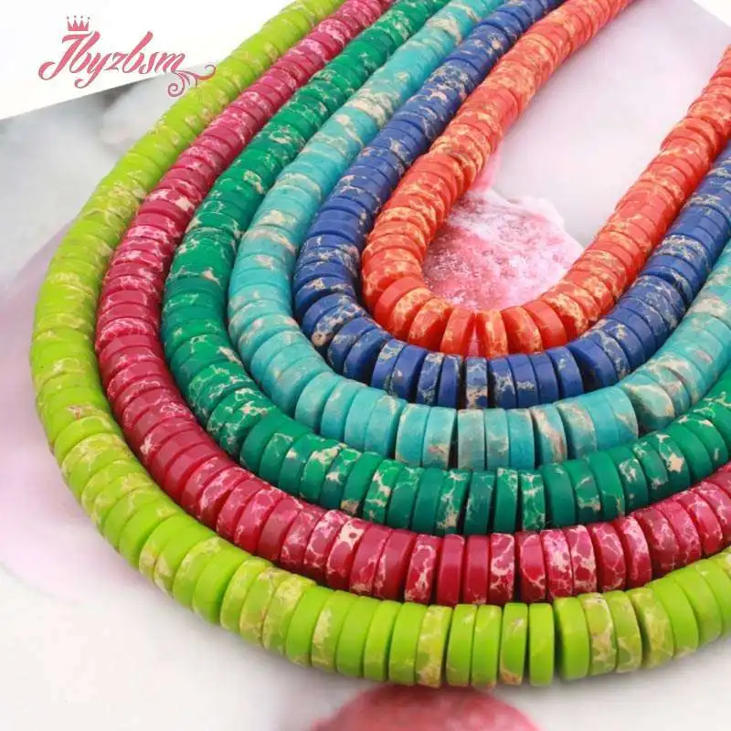 

3x10mm Natural Sea Sediment Red Blue Green Orange Ronedlle Loose Stone Beads For DIY Jewelry Making Necklace Bracelet Strand 15"