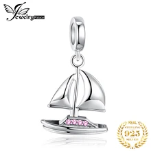 JewelryPalace круглый розовый Кубический Цирконий 925 пробы серебро мотаться парусник бисера Шарм Fit Браслеты модные женские туфли ювелирные изделия DIY