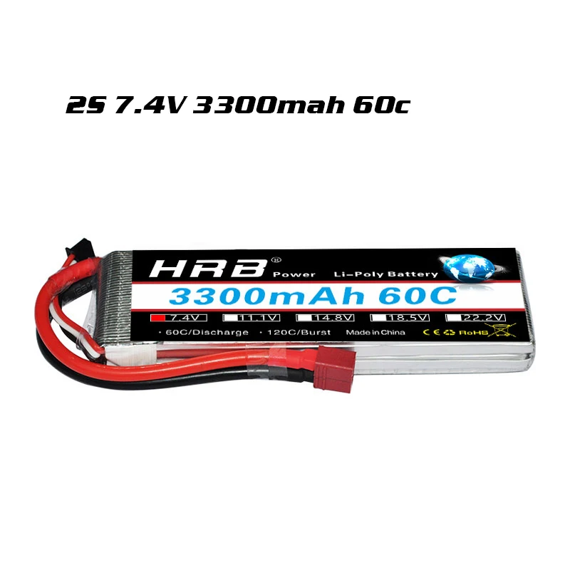 HRB RC Lipo батарея 2S 7,4 v 5000mah 6000mah 3300mah 2200mah 2700mah 2600mah 1800mah 4200mah 22000mah батарея для радиоуправляемого дрона - Цвет: 3300mah