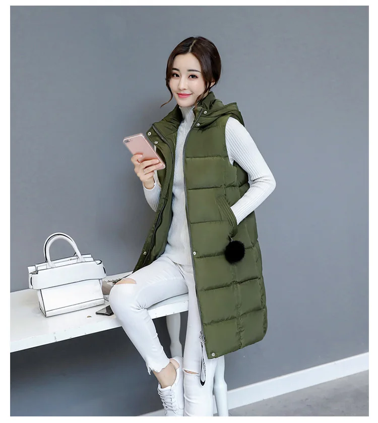 duvet coats 2021 Winter Women Cotton Down Vest Plus Size M-5XL Sleeveless Warm Hooded Loose Casual Long Vest Female Outerwear Padded Jacket long duvet coat