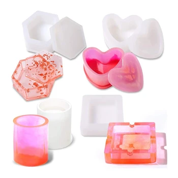 

Silicone Resin Molds 4Pcs, DIY Epoxy Resin Casting Molds, Storage Box Mold for Jewelry, Flower Pot/Pen/Soap Holder