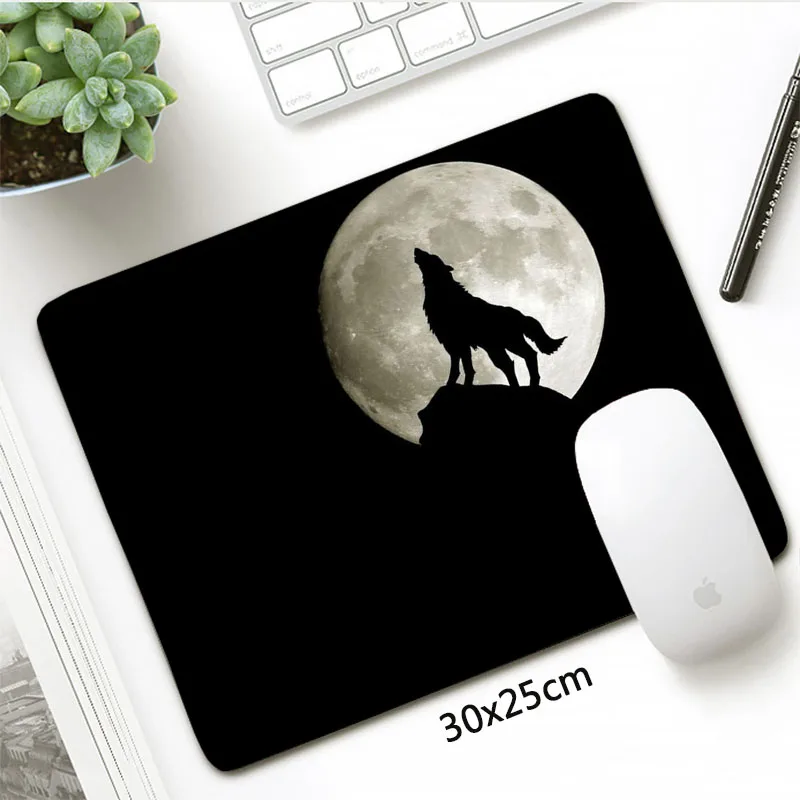

Large Black Full Moon Wolf MousePad Cool XXL Durable Computer Gaming Mouse Pad Locking Edge Non-Skid Laptop Notebook Desk Mat