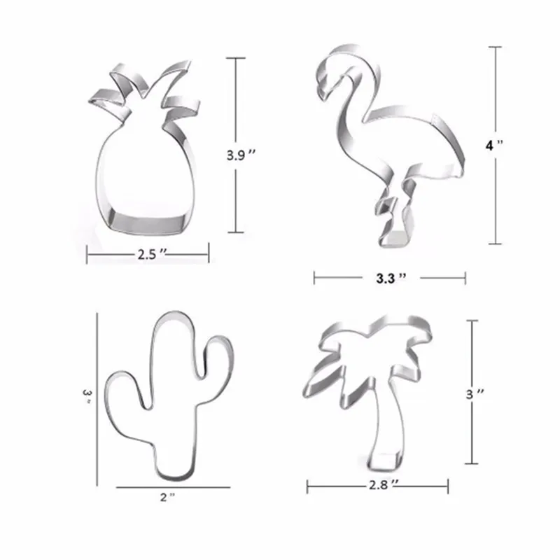 Creative Cookie Cutter Mold Flamingo Pineapple Shape Stainless Steel Biscuit Fondant Cake Moulds Cake Mold Baking kitchen Tools cookie cutter baking mold cookie mould cookie printing mold fondant cutter