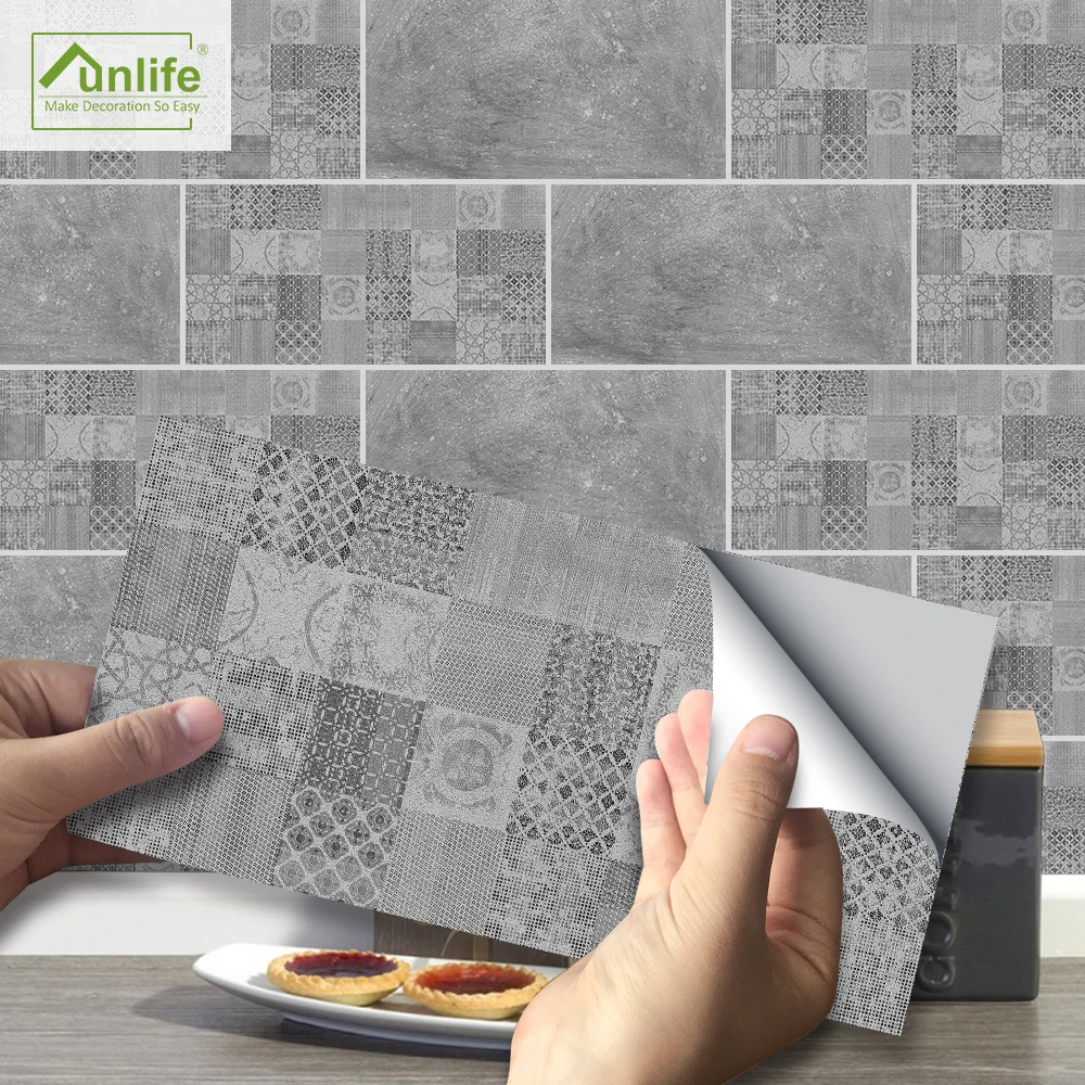 

Funlife Original Waterproof PVC 20x10cm Gray Cement Brick Self-adhesive Wall and Tile Sticker For Kitchen and Lavatory's Decor