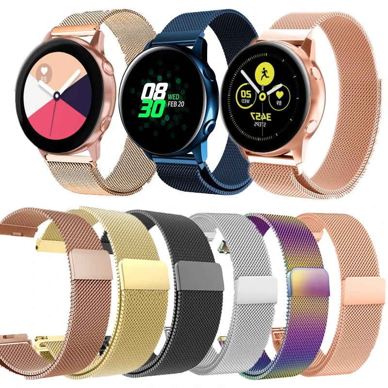 Ремешок из нержавеющей стали 20 мм для Samsung Gear S2 S3 Frontier 46 42 Active 2 Amazfit Bip Watch Band Huawei GT 22