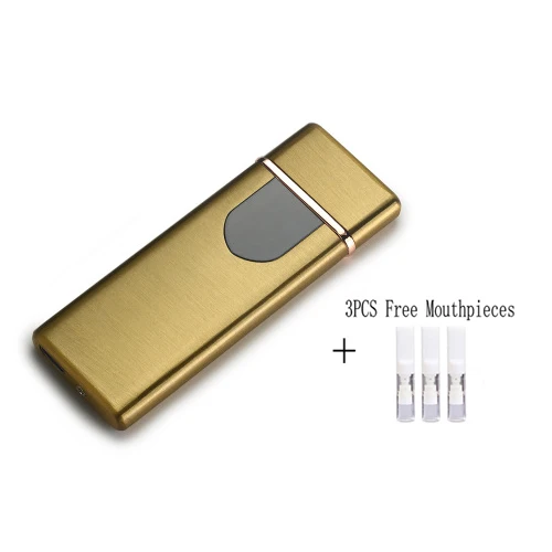 Gold Ультратонкая USB сигарета зажигалка сенсорная Индукционная электронная сигарета зарядка зажигалки металлические ветрозащитные мужские гаджеты для курения - Цвет: Gold