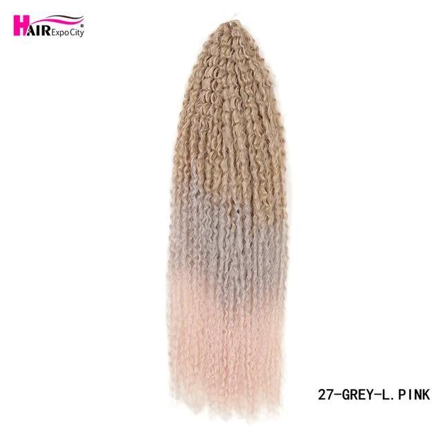 20-28 Inch Afro Kinky Curly Crochet Braids Hair Ombre Braiding Hair Extensions Marly Hair For Women Brown 613 Hair Expo City 27-GREY-L.PINK