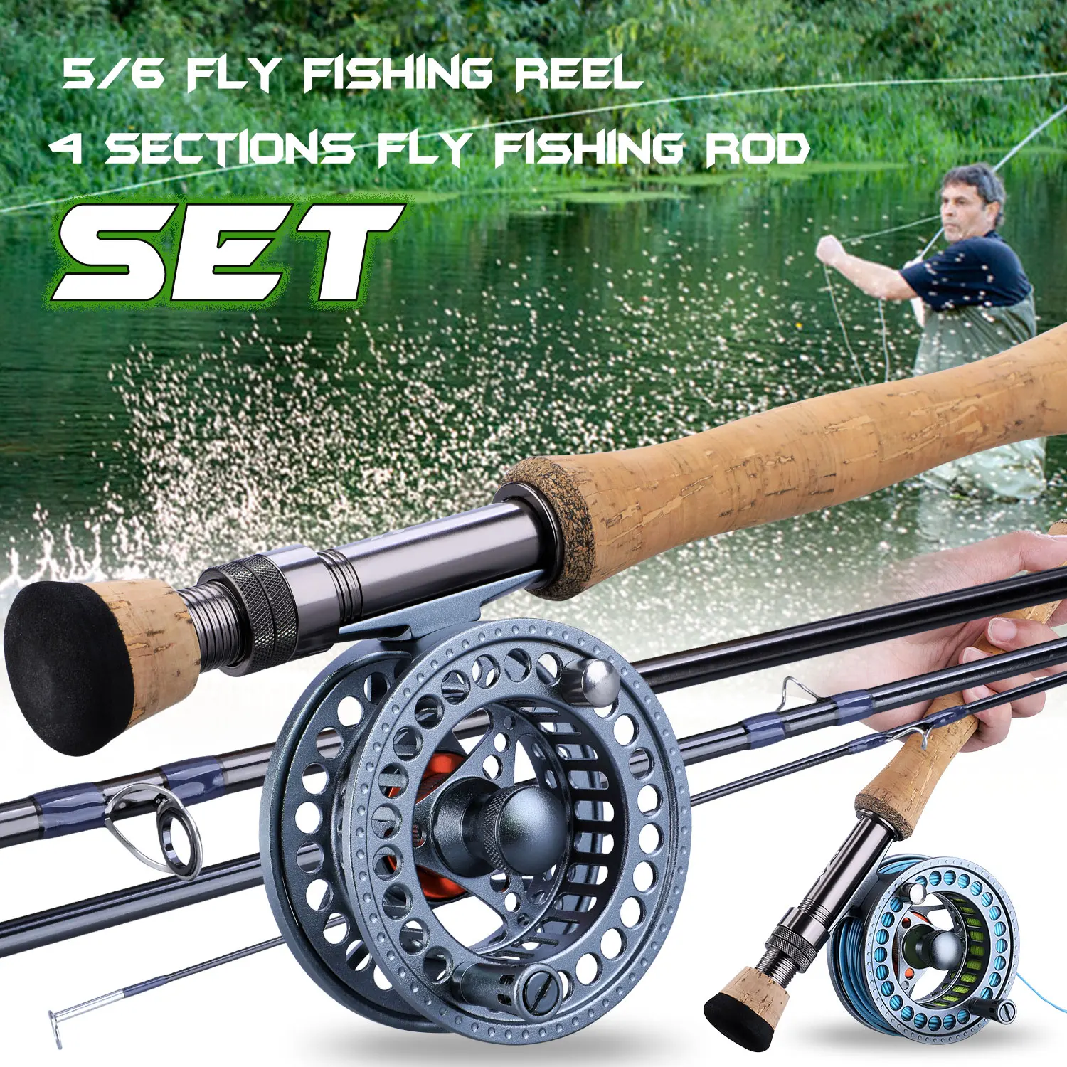 

Sougayilang 2.7m Fly Fishing Rod Combo Ultralight Fly Rods and 5/6 7/8 CNC-machined Aluminum Fly Fishing Reel Set Fishing Tackle