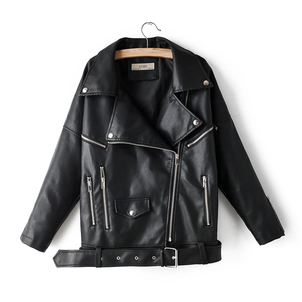 

Women faux leather jacket SML autumn spring coat long sleeve full lining 3color Drop shipping