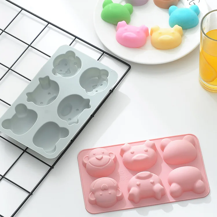 Силиконовая форма для торта с 6 мультяшными животными поросенок обезьяна и