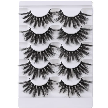 

5 Pairs 5D Faux Mink False Eyelash 25mm Dramatic Fluffy Wispes Eyelashes Extension Handmade Thick Natural Lashes Makeup Tool
