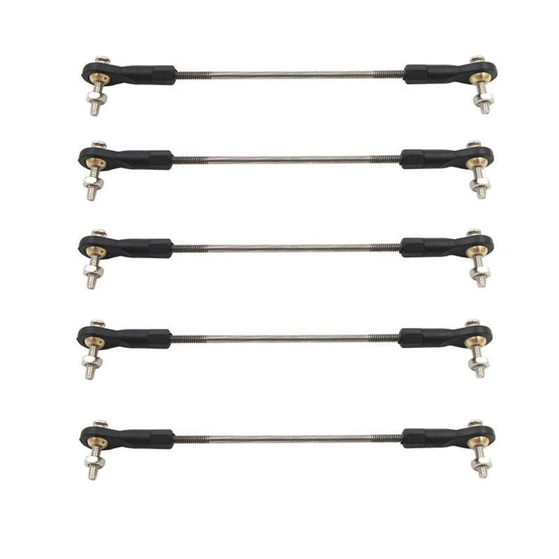 5PCS M2 Plastic Rod End Assembly Push Rod Kit Include Ball Joint and L25-300mm Metal Push Pull Rod for RC Boat/Car/Aircraft Part