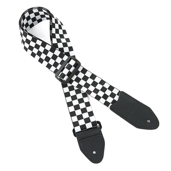 

Guitar Accessories Adjustable Shoulder Strap Black White Plaid Electric Guitar Holder Buckle Acoustic Ukelele Guitarra Part