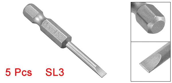 H1or4x50xSL3 5pcs Uxcell шлиц под отвёртку биты 1/" Шестигранным хвостовиком диаметром 50/75 мм Длина Магнитный SL3/4/5/6 головы слота S2 сплав Сталь Электрический воздушный Drils - Цвет: H1or4x50xSL3 5pcs