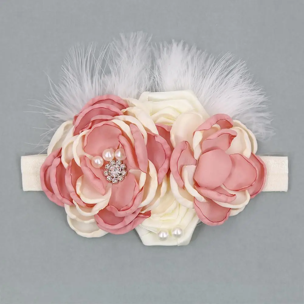 Flower Headband Baby Girls Accessories Vintage Rhinestone Newborn Photography Props Elastic Plain Hair Bands hair accessories hair headband accessories baby photography props