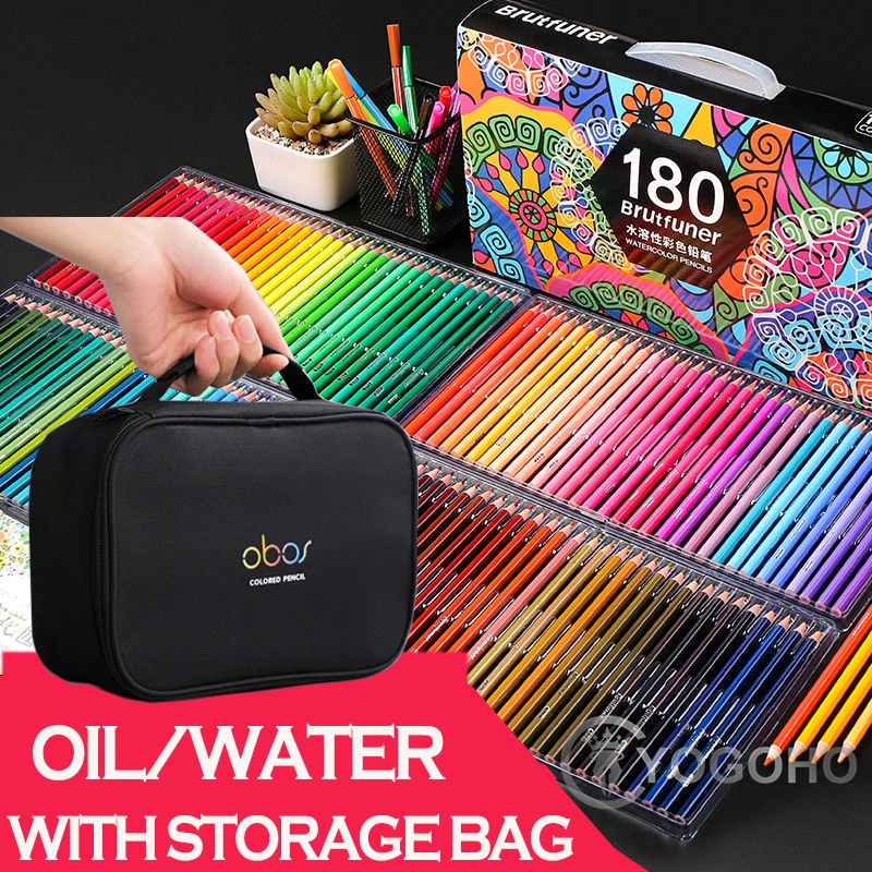 180/160/120/72/48 Colors Oil Color Water Soluble Colored Pencils High Capacity Canvas Storage Bag Student Artist Art Supplies washed canvas apron barista bartender baker chef catering uniform florist carpenter tattoo artist painter gardener workwear k91