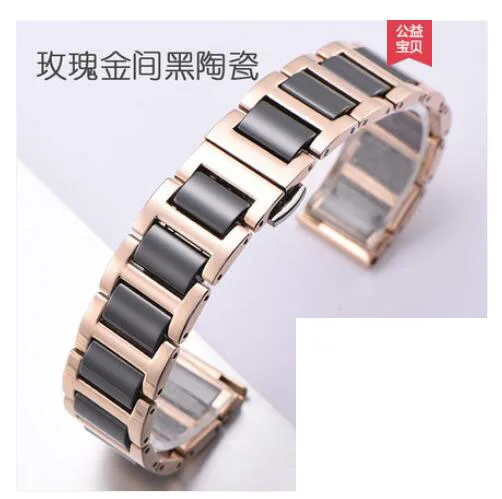 22 мм 20 мм бабочка керамический ремешок для zenwatch Ticwatch s s2 1 2 E Pro samsung Galaxy watch 46 42 мм активный 2 шестерни s2 s3 браслет - Цвет ремешка: rosegold black
