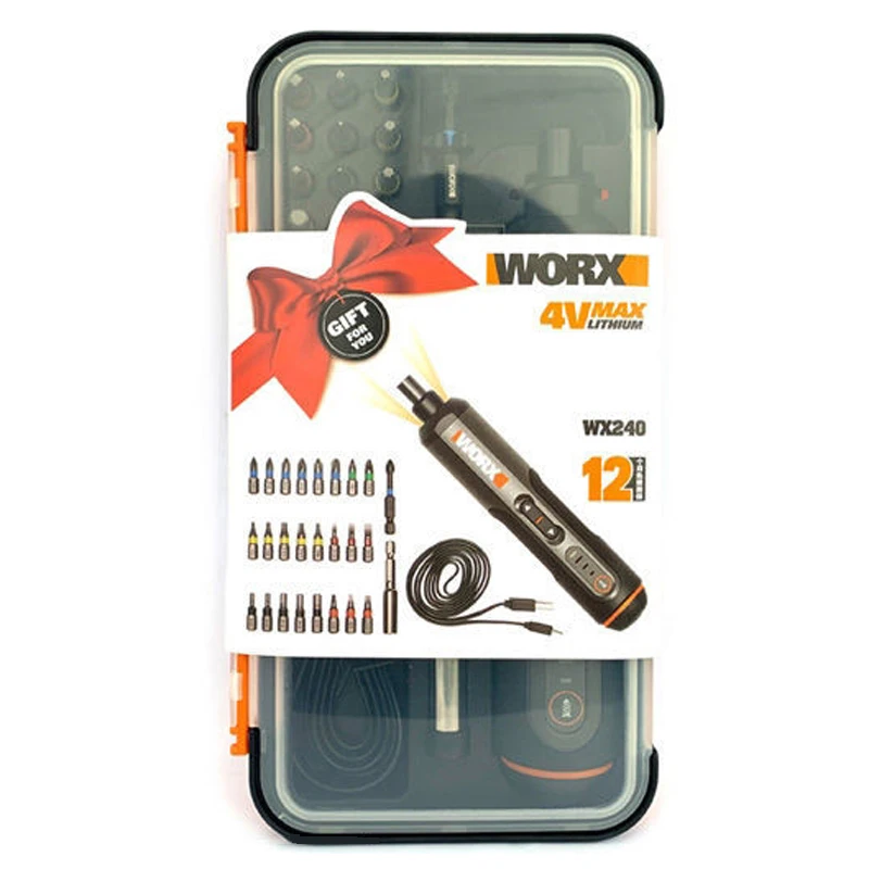Worx WX240 4V Mini Electrical Screwdriver Set Smart Cordless Electric Screwdrivers USB Rechargeable Handle with 26 Bit Set Drill