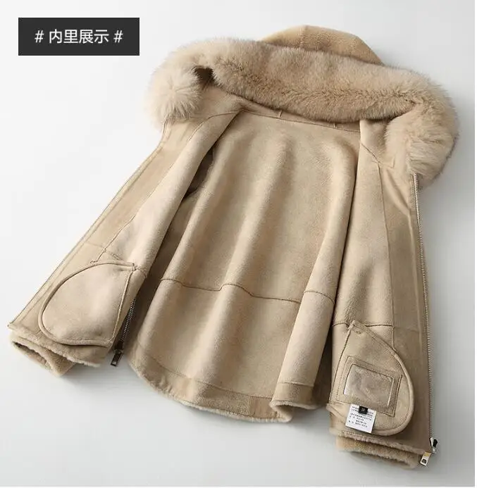 Пальто из натурального меха корейское винтажное шерстяное пальто с воротником из лисьего меха осенне-зимнее пальто женская одежда овечья шерсть подкладка из замши T3520