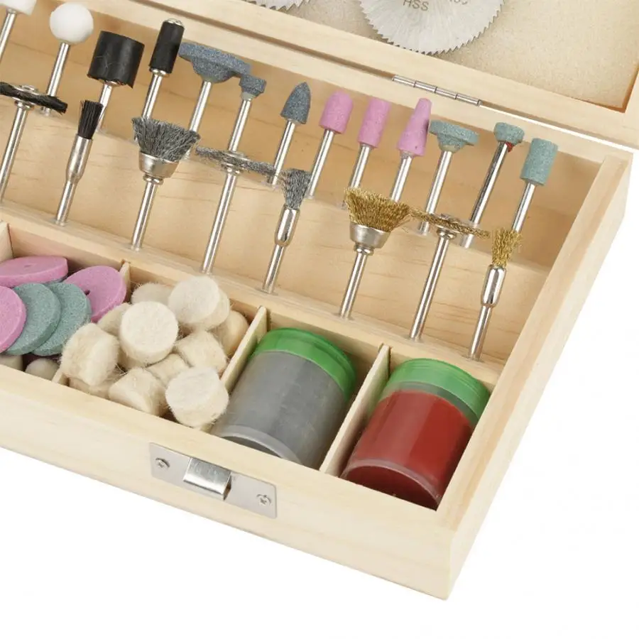 DIY household Rotary Tool Accessory Kit Sets 242Pcs In Wooden Storage Box