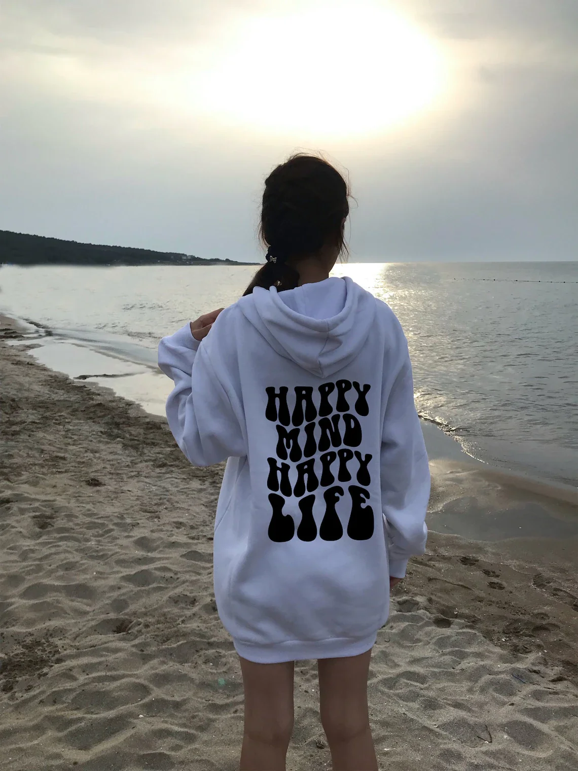 Sugarbaby Happy Mind Happy Life Aesthetic Hoodie Cozy Sweatshirt Long Sleeved Fashion Jumper Women Cotton Hoody Casual Outfit пазл ravensburger happy farm life 15t