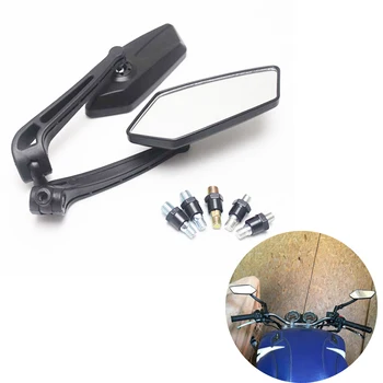 

Pair Motorcycle Handlebar Rear View Mirrors Side Glass Mirror Universal 8mm 10mm Mounts Universal