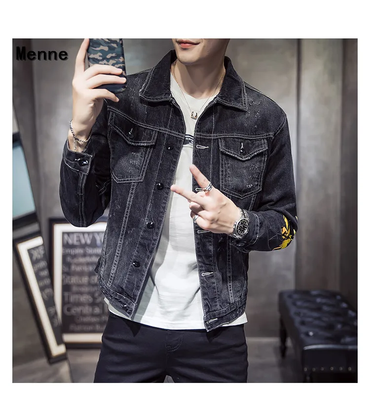 Мужская джинсовая куртка ne/Instagram популярный логотип high street винтажное пальто уличный Топ в стиле хип-хоп