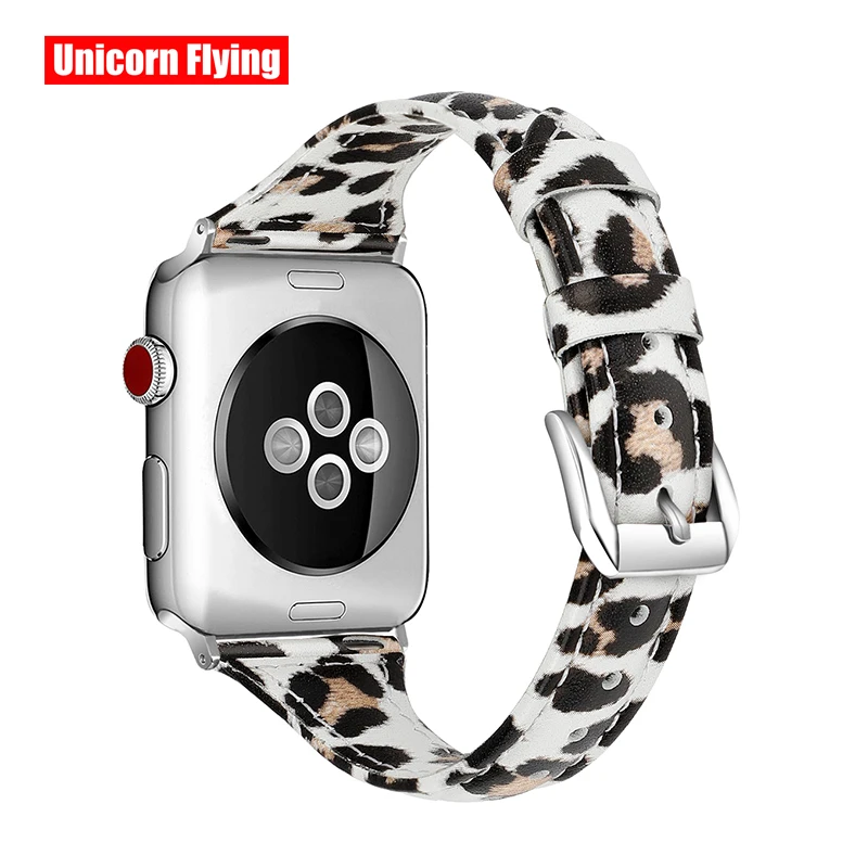 

LinXiang Leopard Print Watchband 38mm 42mm Leather Wrist Strap For Apple Watch 5 4 3 2 1 Universal Smart Bracelet Accessories