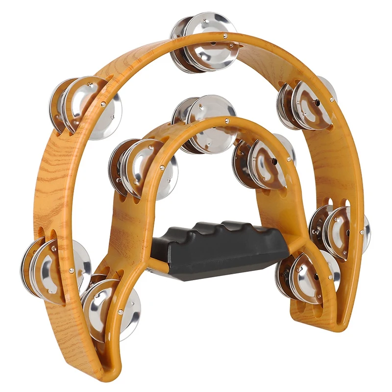 

Hand Held Tambourine ABS Drum Bell Double-Row Rattle Percussion Musical Educational Instrument
