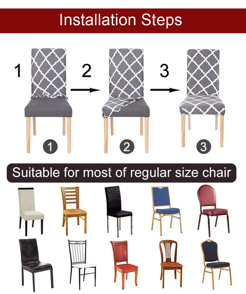 Description Picture 3 of itemChristmas Dining Room Chair Cover Universal Size High Back Chairs Covers Washable For Christmas Party Home Decoration