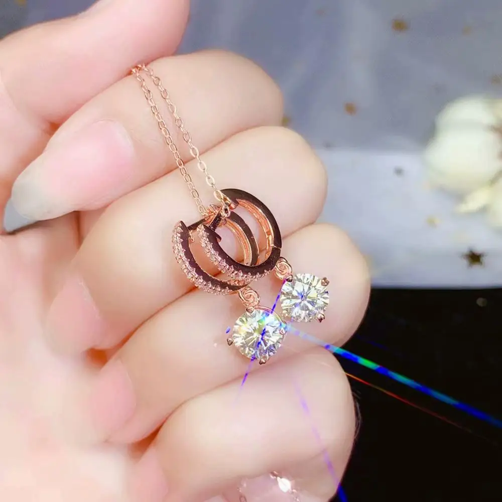 Moissanite новейшие стильные серьги-гвоздики, Супер Популярные женские серьги-гвоздики, Мигающий Огонь, 925 серебро, не чувствительный - Цвет камня: rose  silver