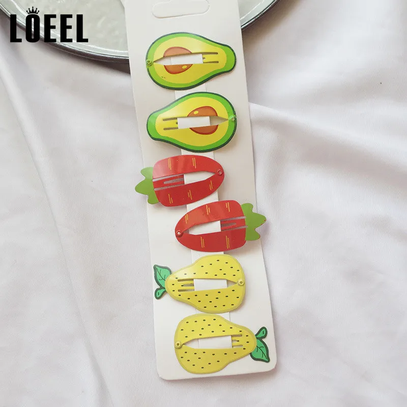 New Kids Hair Accessories 2-6Pcs/Set Painted Printing Fruit Hair Clips Headwear Set Cute Avocado Hairpins Headdress For Girls