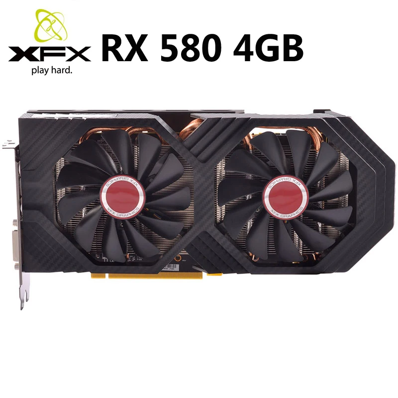 XFX RX 580 4 Гб видеокарты 256Bit GDDR5 видеокарты для AMD RX 500 серии VGA RX580 4 Гб RX580-4GB 8000/8100 МГц HDMI DVI б/у