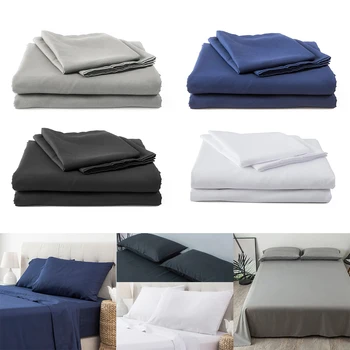 

Fitted Sheet Mattress Cover Solid Color Bedding Polyester Cotton Bed Sheets With Elastic Band Double Queen King Size Bedsheet