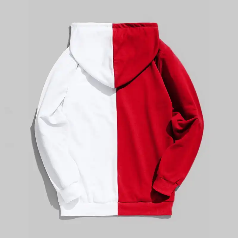 Half red half white sweatshirt Clearance