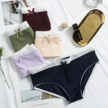 

Ice silk underwear women's Sexy mid-waist summer quick-drying thin hollow breathable large size lace lattice Girls panties